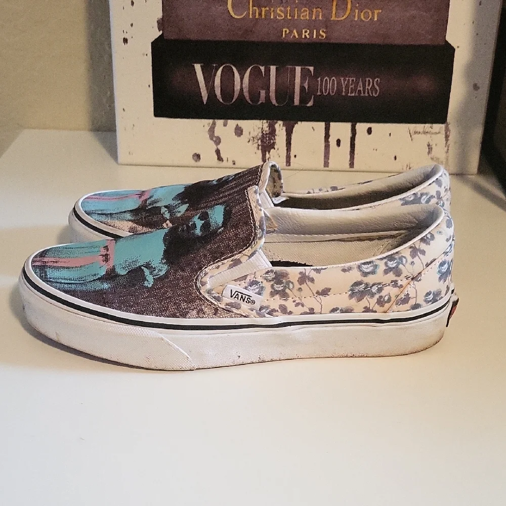 Vans Slip-On Sneakers with Teal and Pink Graphic - Picture 2 of 3
